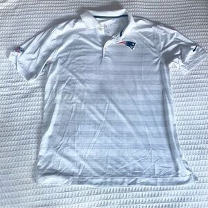 NFL White and Gray Striped New England patriots logo Polo Shirt large